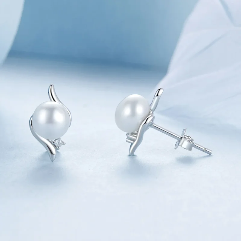 (imagine pentru) Cercei cu perle naturale stil PANDORA - BSE961 - Vizualizare 4