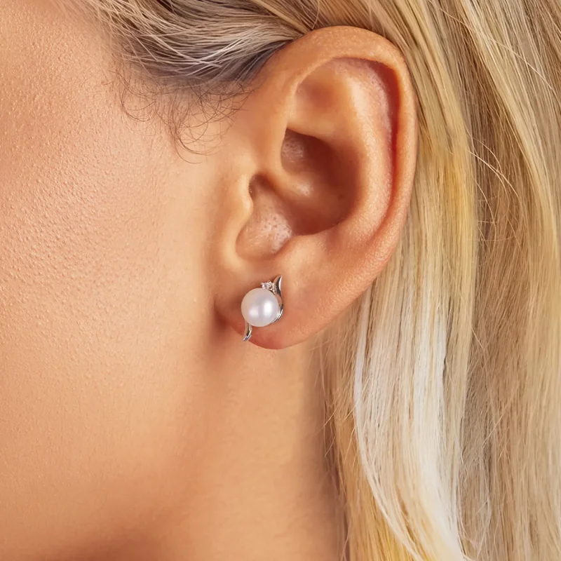 (imagine pentru) Cercei cu perle naturale stil PANDORA - BSE961 - Vizualizare 5