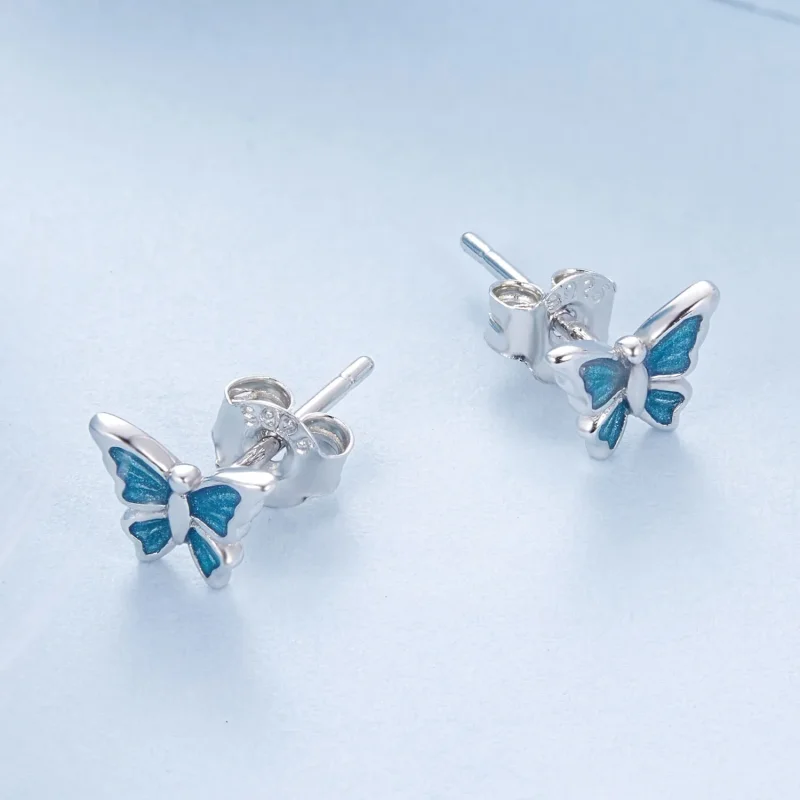 (imagine pentru) Cercei Fluture Albastru Stil PANDORA - BSE957 - Vizualizare 3
