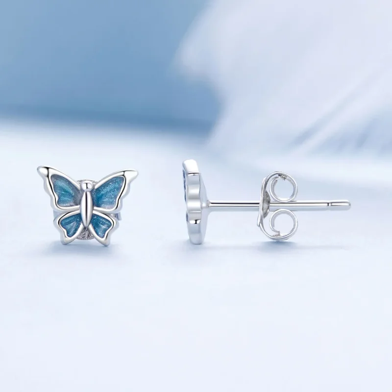 (imagine pentru) Cercei Fluture Albastru Stil PANDORA - BSE957 - Vizualizare 4