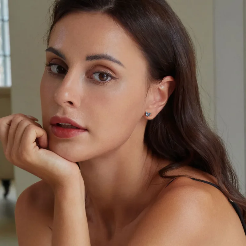 (imagine pentru) Cercei Fluture Albastru Stil PANDORA - BSE957 - Vizualizare 6