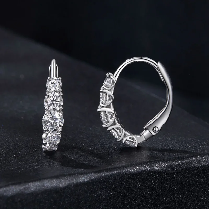 (imagine pentru) Cercei Moissanite Stil PANDORA (Două Certificate) - MSE045 - Vizualizare 2