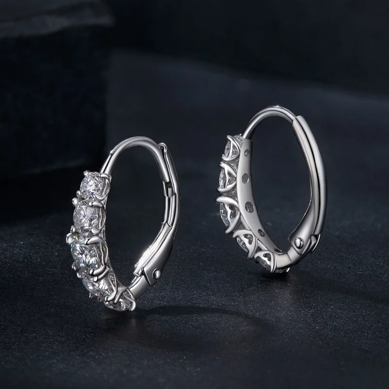 (imagine pentru) Cercei Moissanite Stil PANDORA (Două Certificate) - MSE045 - Vizualizare 3