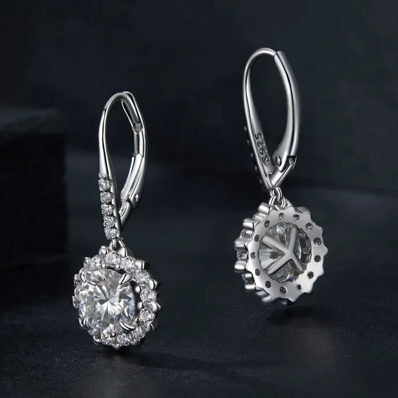 (imagine pentru) Cercei Moissanite Stil PANDORA Sparkling 1Ct (Două Certificate) - MSE046 - Vizualizare 2