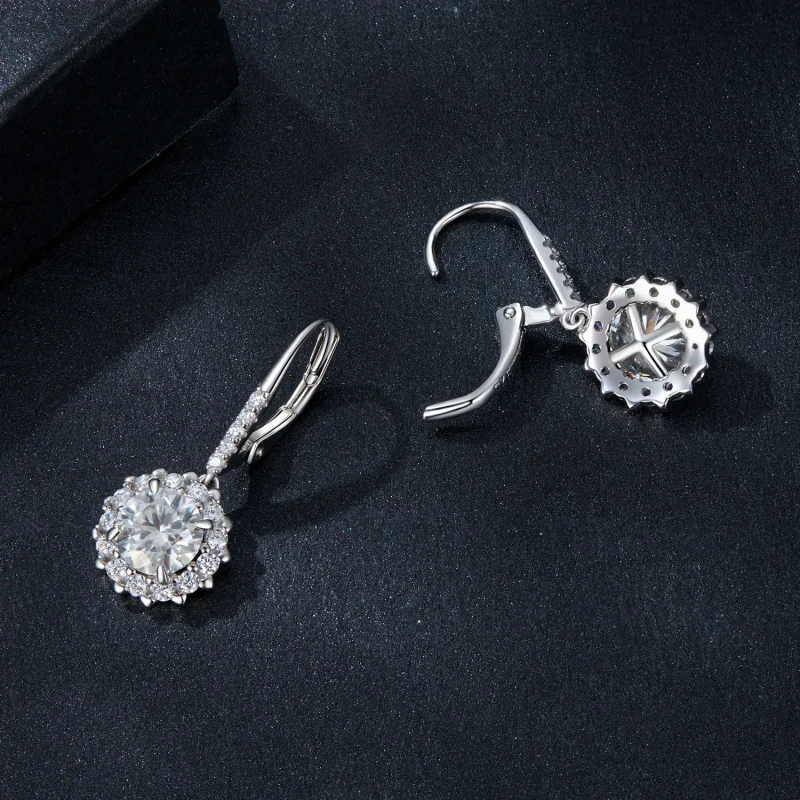 (imagine pentru) Cercei Moissanite Stil PANDORA Sparkling 1Ct (Două Certificate) - MSE046 - Vizualizare 3