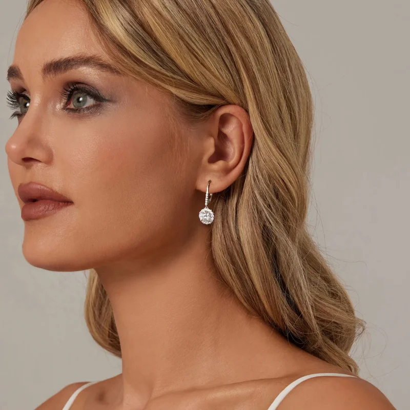(imagine pentru) Cercei Moissanite Stil PANDORA Sparkling 1Ct (Două Certificate) - MSE046 - Vizualizare 5