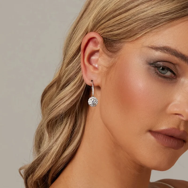 (imagine pentru) Cercei Moissanite Stil PANDORA Sparkling 1Ct (Două Certificate) - MSE046 - Vizualizare 6