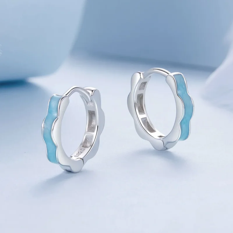 (imagine pentru) Cercei în formă de floare albastră în stil PANDORA - BSE955 - Vizualizare 3