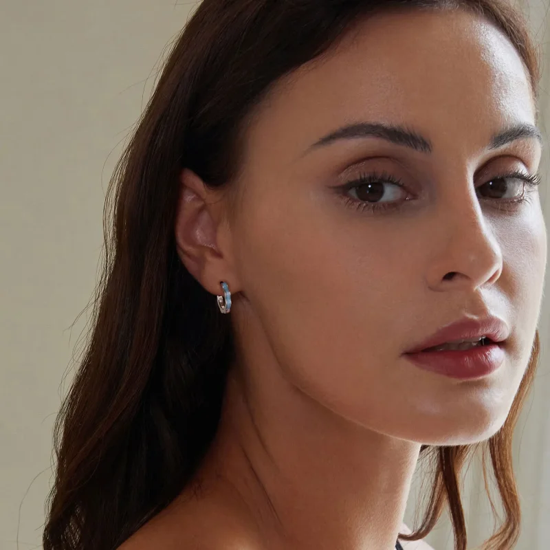 (imagine pentru) Cercei în formă de floare albastră în stil PANDORA - BSE955 - Vizualizare 7