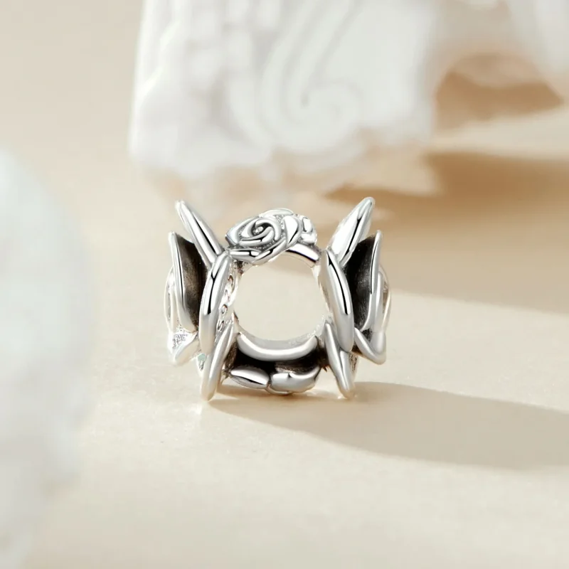 (imagine pentru) Charm tridimensional cu trandafiri stil PANDORA - SCC2705 - Vizualizare 3
