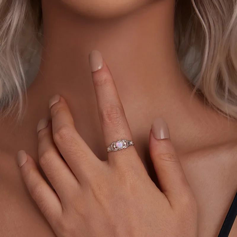 (imagine pentru) Inel Roz Opal Stil PANDORA - BSR512 - Vizualizare 5