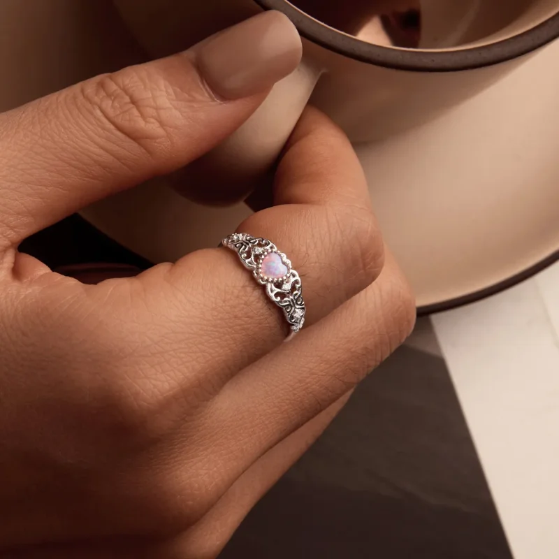 (imagine pentru) Inel Roz Opal Stil PANDORA - BSR512 - Vizualizare 7