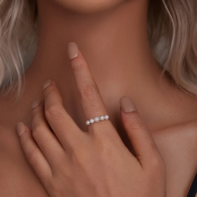 (imagine pentru) Inel de perle naturale stil PANDORA - BSR510 - Vizualizare 5