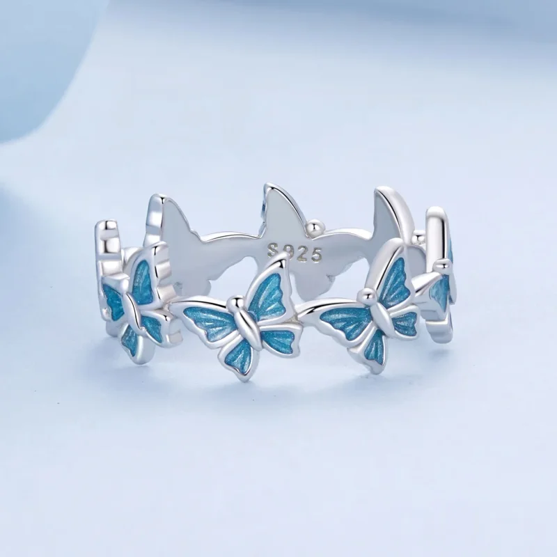 (imagine pentru) Inel Fluture Albastru Stil PANDORA - BSR508 - Vizualizare 3