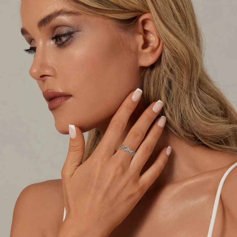 (imagine pentru) Inel Fluture Albastru Stil PANDORA - BSR508 - Vizualizare 4