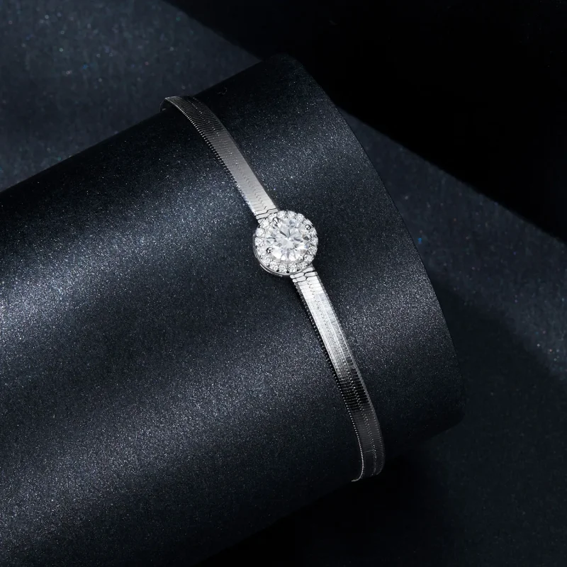 (imagine pentru) Brățară din os de șarpe Moissanite Stil PANDORA de 0,5 ct (un certificat) - MSB0 - Vizualizare 2