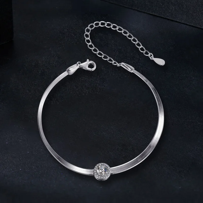 (imagine pentru) Brățară din os de șarpe Moissanite Stil PANDORA de 0,5 ct (un certificat) - MSB0 - Vizualizare 3