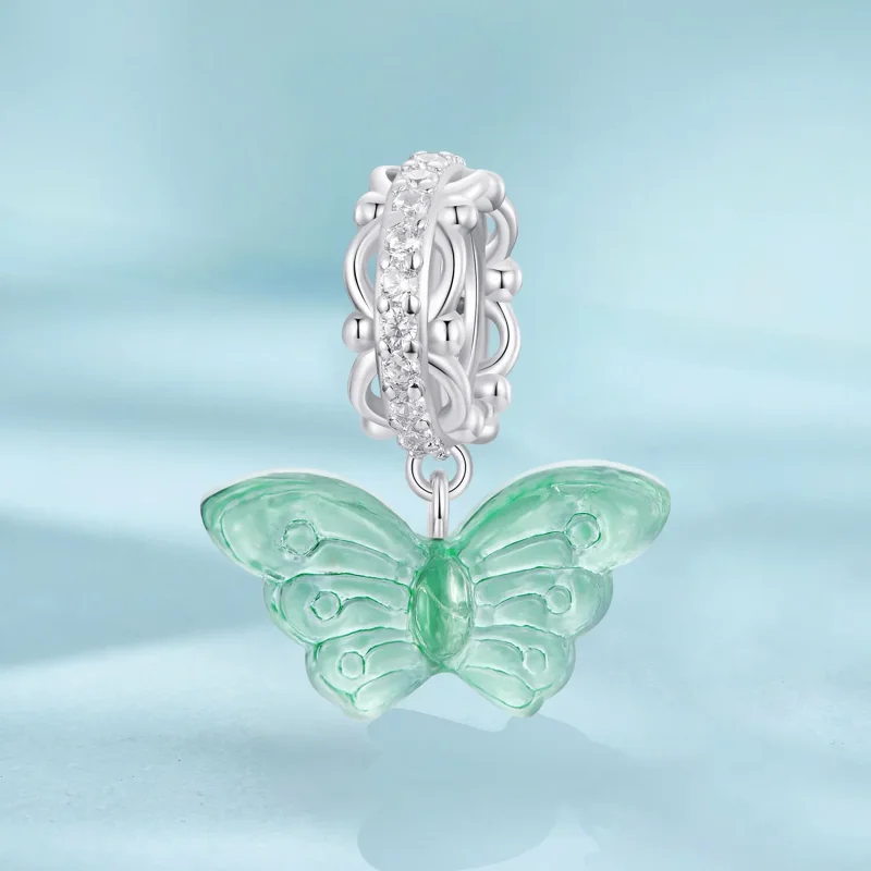 (imagine pentru) Charm Fluture Verde Stil PANDORA - SCC2712 - Vizualizare 2