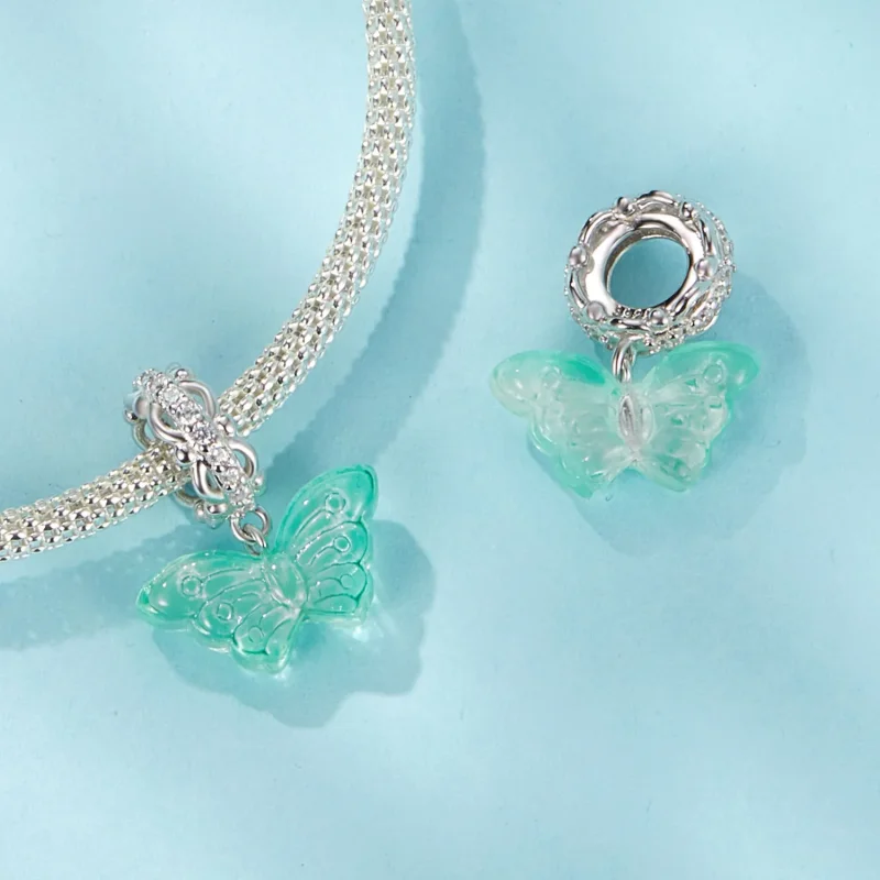 (imagine pentru) Charm Fluture Verde Stil PANDORA - SCC2712 - Vizualizare 4