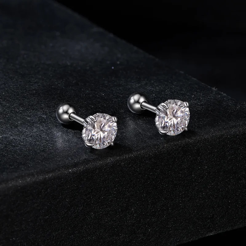(imagine pentru) Cercei cu bile cu fir Moissanite Stil PANDORA (două certificate) - MSE050 - Vizualizare 2