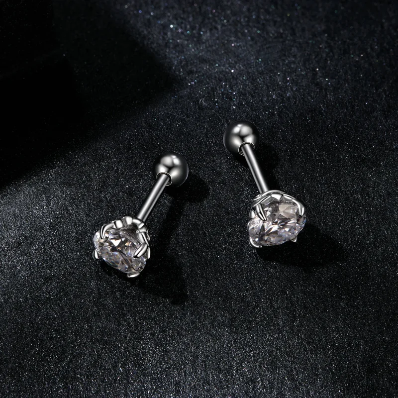 (imagine pentru) Cercei cu bile cu fir Moissanite Stil PANDORA (două certificate) - MSE050 - Vizualizare 3