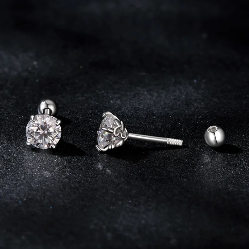 (imagine pentru) Cercei cu bile cu fir Moissanite Stil PANDORA (două certificate) - MSE050 - Vizualizare 4