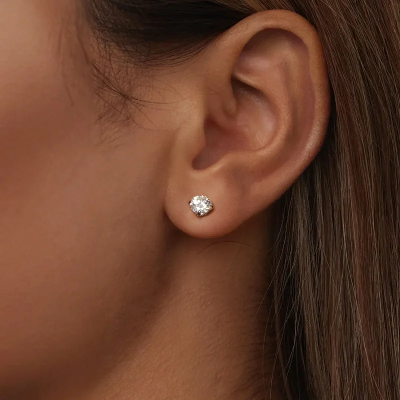 (imagine pentru) Cercei cu bile cu fir Moissanite Stil PANDORA (două certificate) - MSE050 - Vizualizare 5