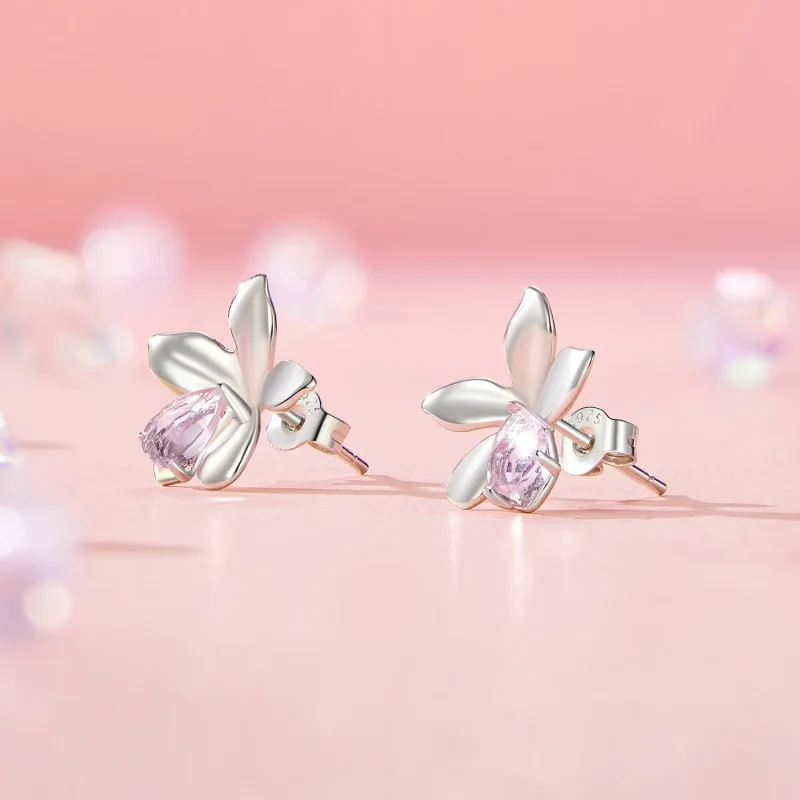 (imagine pentru) Cercei cu flori roz stil PANDORA - SCE1723 - Vizualizare 2