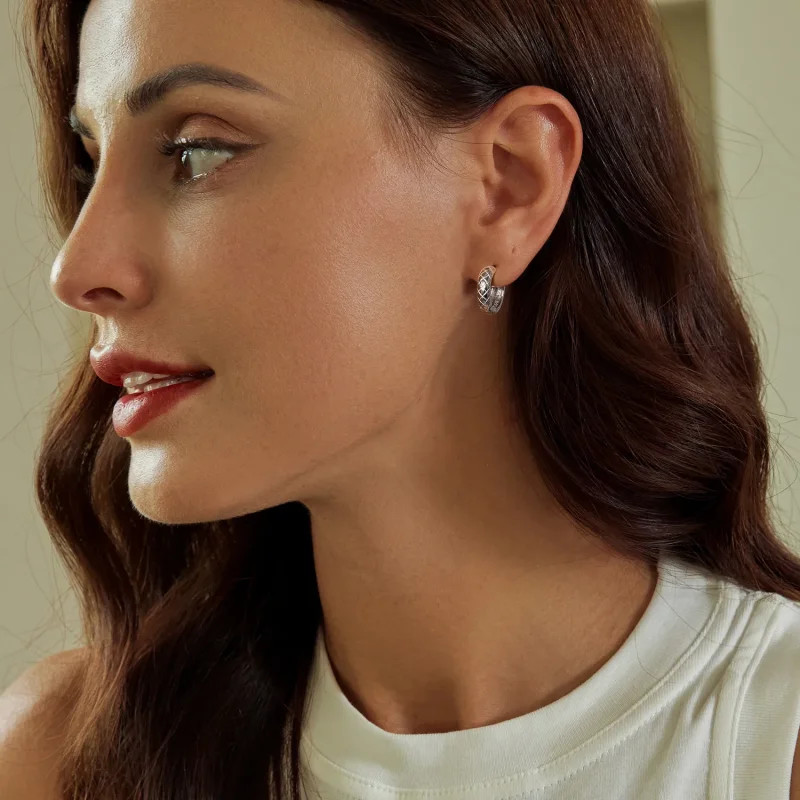 (imagine pentru) Cercei cu model de diamante în stil PANDORA - BSE983 - Vizualizare 8