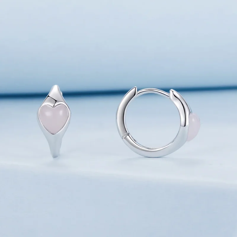 (imagine pentru) Cercei inimioare roz stil PANDORA - BSE1000 - Vizualizare 2