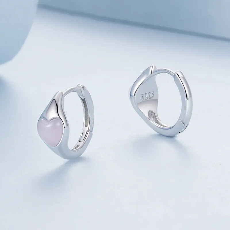 (imagine pentru) Cercei inimioare roz stil PANDORA - BSE1000 - Vizualizare 3