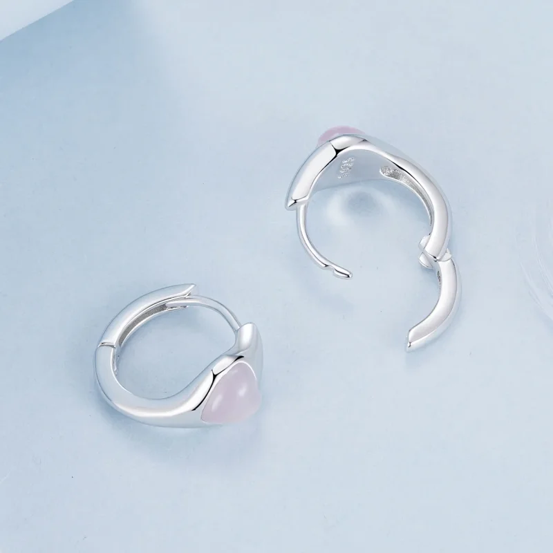 (imagine pentru) Cercei inimioare roz stil PANDORA - BSE1000 - Vizualizare 4