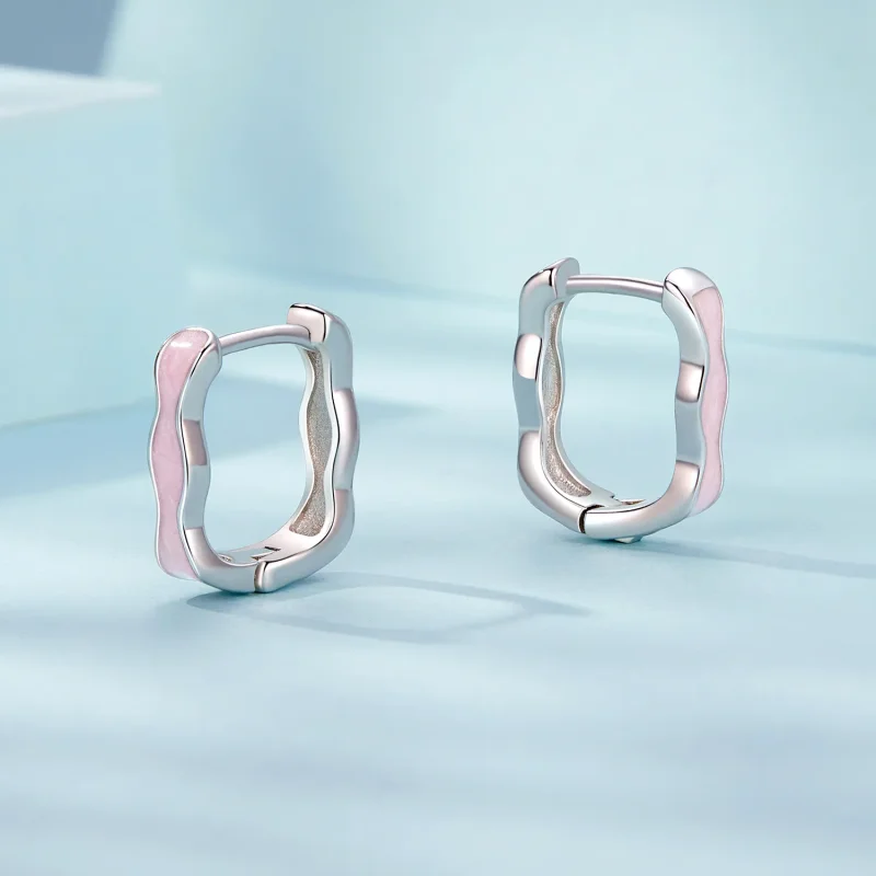 (imagine pentru) Cercei Patrati Roz Stil PANDORA - SCE1709 - Vizualizare 3