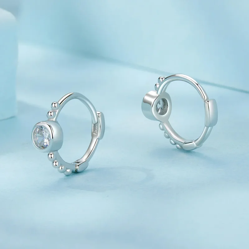 (imagine pentru) Cercei simpli cu margele din argint sterling stil PANDORA - SCE1731 - Vizualizare 3