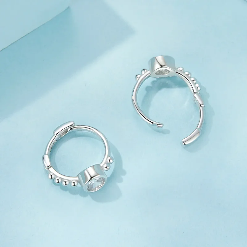 (imagine pentru) Cercei simpli cu margele din argint sterling stil PANDORA - SCE1731 - Vizualizare 4