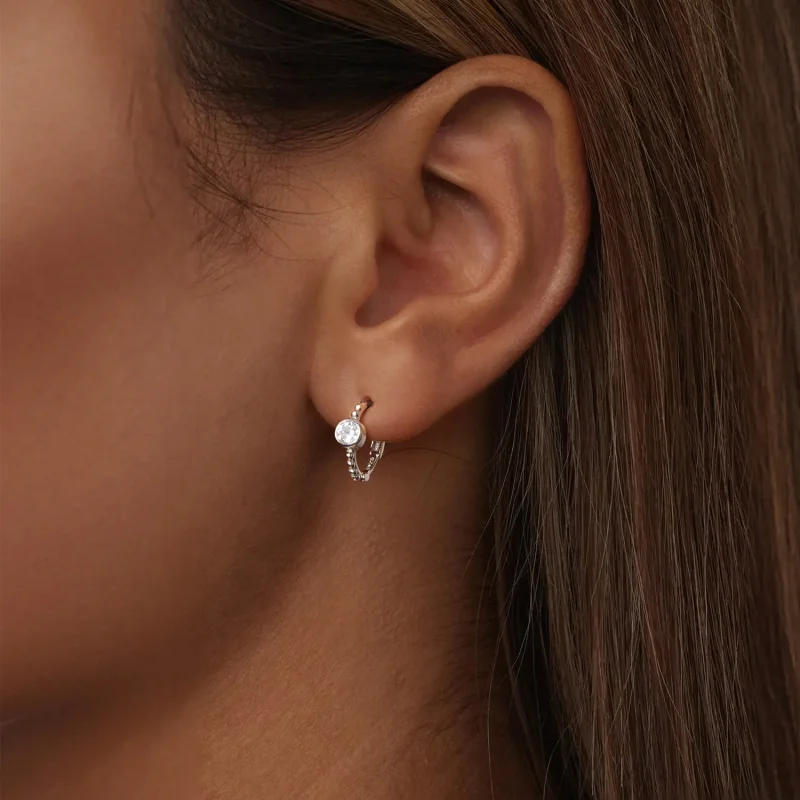 (imagine pentru) Cercei simpli cu margele din argint sterling stil PANDORA - SCE1731 - Vizualizare 5