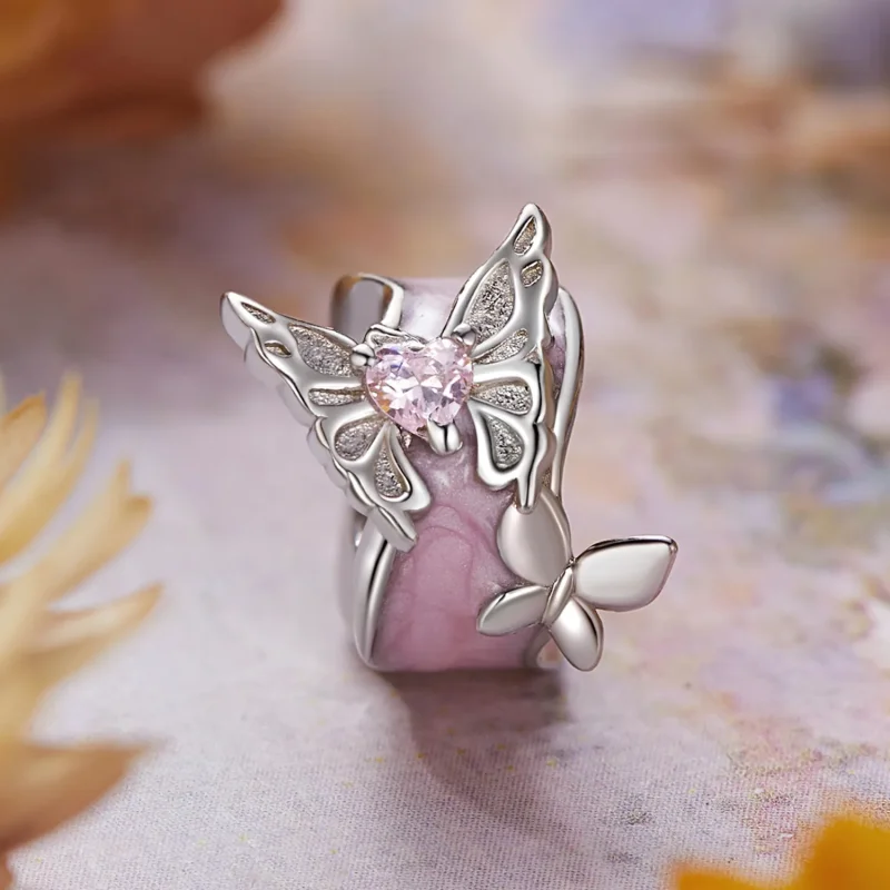 (imagine pentru) Margele distanțiere din silicon în stil PANDORA Monet Fluture - BSC991 - Vizualizare 2