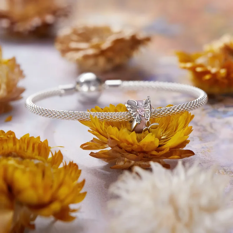 (imagine pentru) Margele distanțiere din silicon în stil PANDORA Monet Fluture - BSC991 - Vizualizare 4