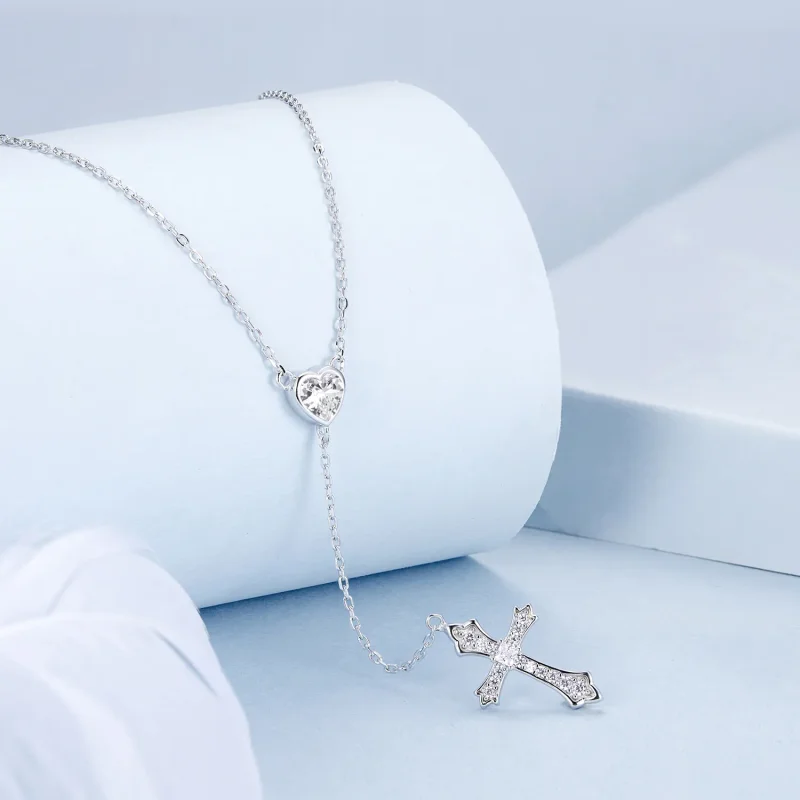 (imagine pentru) Colier Cruce Stil PANDORA - BSN384 - Vizualizare 2