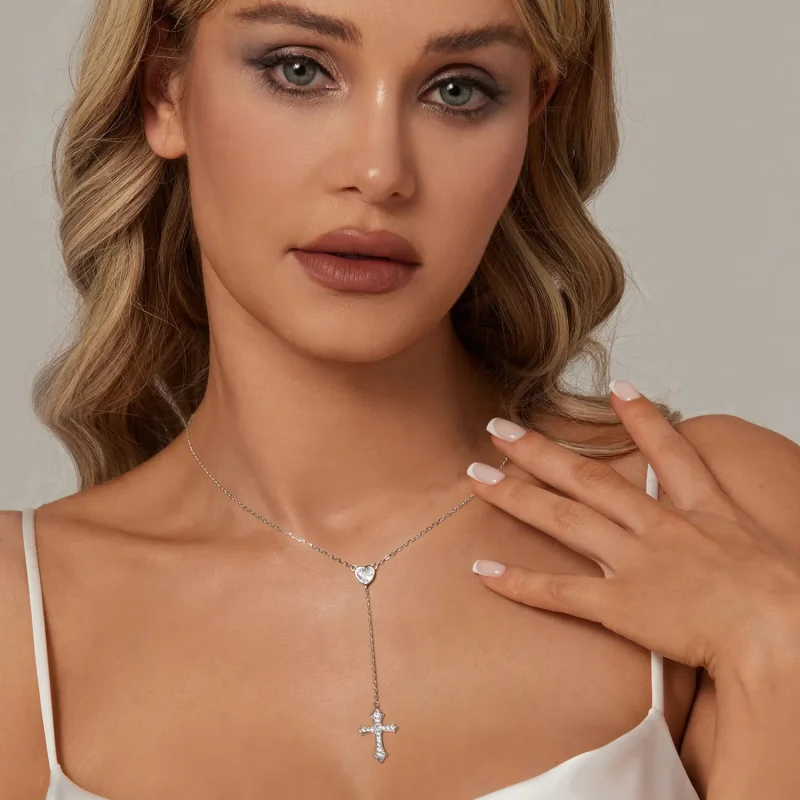 (imagine pentru) Colier Cruce Stil PANDORA - BSN384 - Vizualizare 6