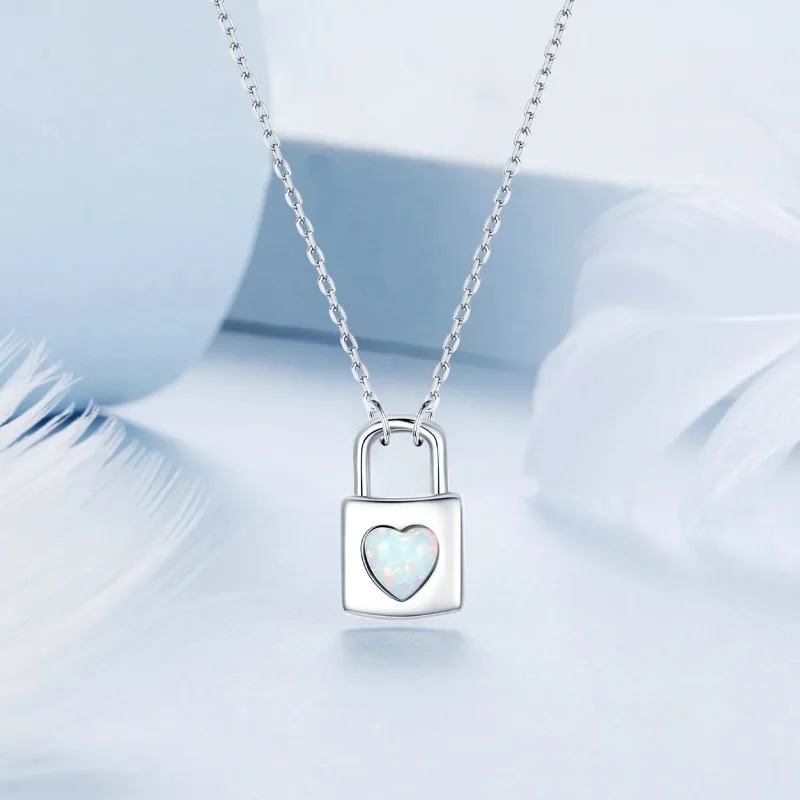 (imagine pentru) Colier cu blocare a inimii stil PANDORA - BSN377 - Vizualizare 3