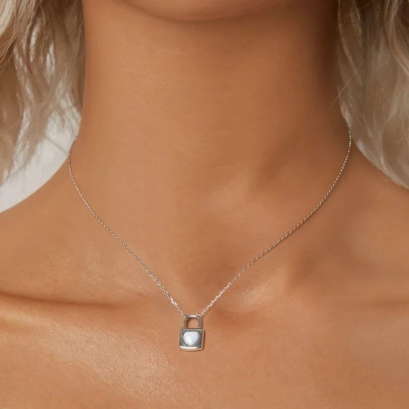 (imagine pentru) Colier cu blocare a inimii stil PANDORA - BSN377 - Vizualizare 5