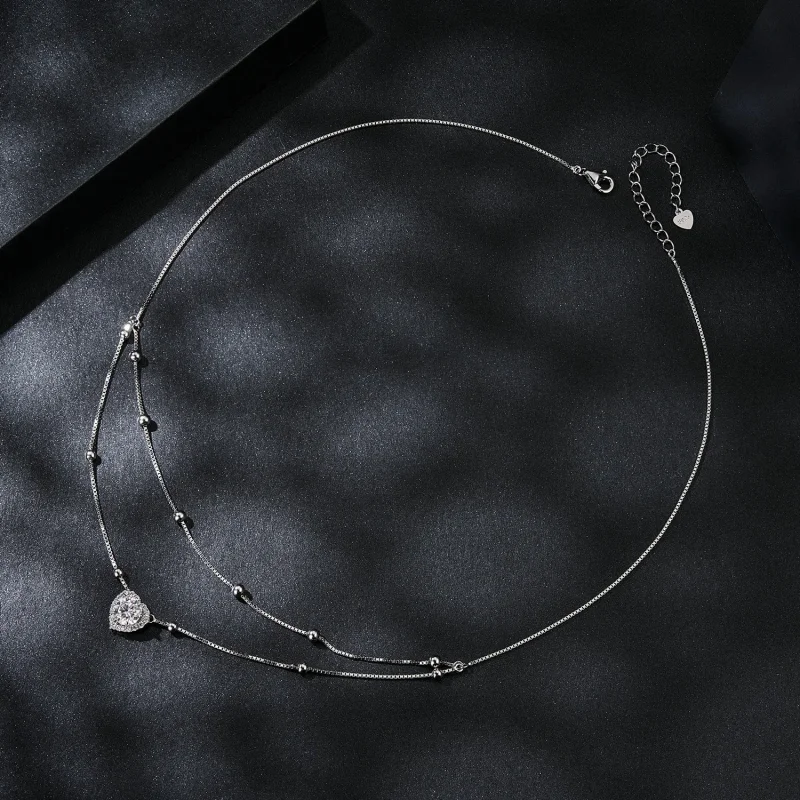 (imagine pentru) Colier Dublu Moissanite Stil PANDORA (Un Certificat) - MSN033 - Vizualizare 3