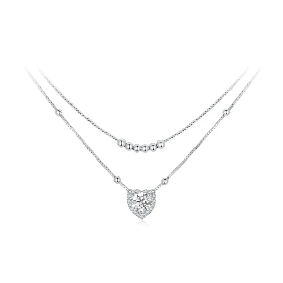 (imagine pentru) Colier Dublu Moissanite Stil PANDORA (Un Certificat) - MSN033