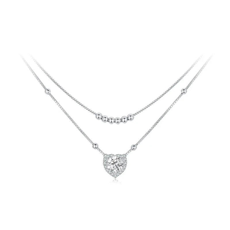 (imagine pentru) Colier Dublu Moissanite Stil PANDORA (Un Certificat) - MSN033