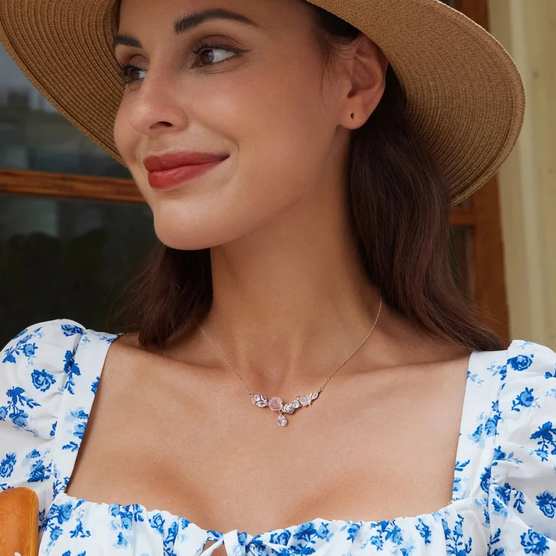 (imagine pentru) Colier flori fluture stil PANDORA - SCN521 - Vizualizare 6