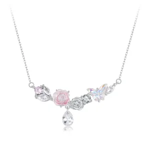 (imagine pentru) Colier flori fluture stil PANDORA - SCN521