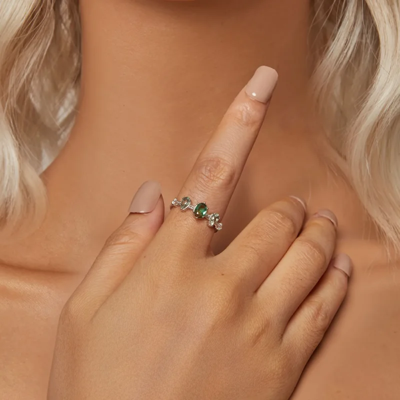 (imagine pentru) Inel de turmalina din sticla gradient stil PANDORA - BSR527 - Vizualizare 4