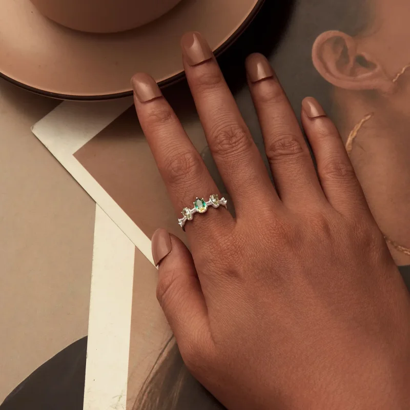 (imagine pentru) Inel de turmalina din sticla gradient stil PANDORA - BSR527 - Vizualizare 6