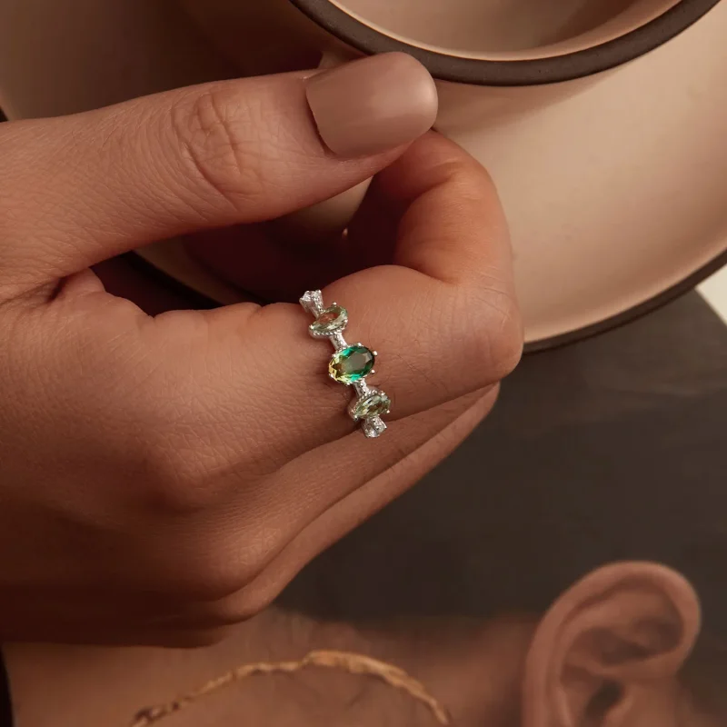 (imagine pentru) Inel de turmalina din sticla gradient stil PANDORA - BSR527 - Vizualizare 7